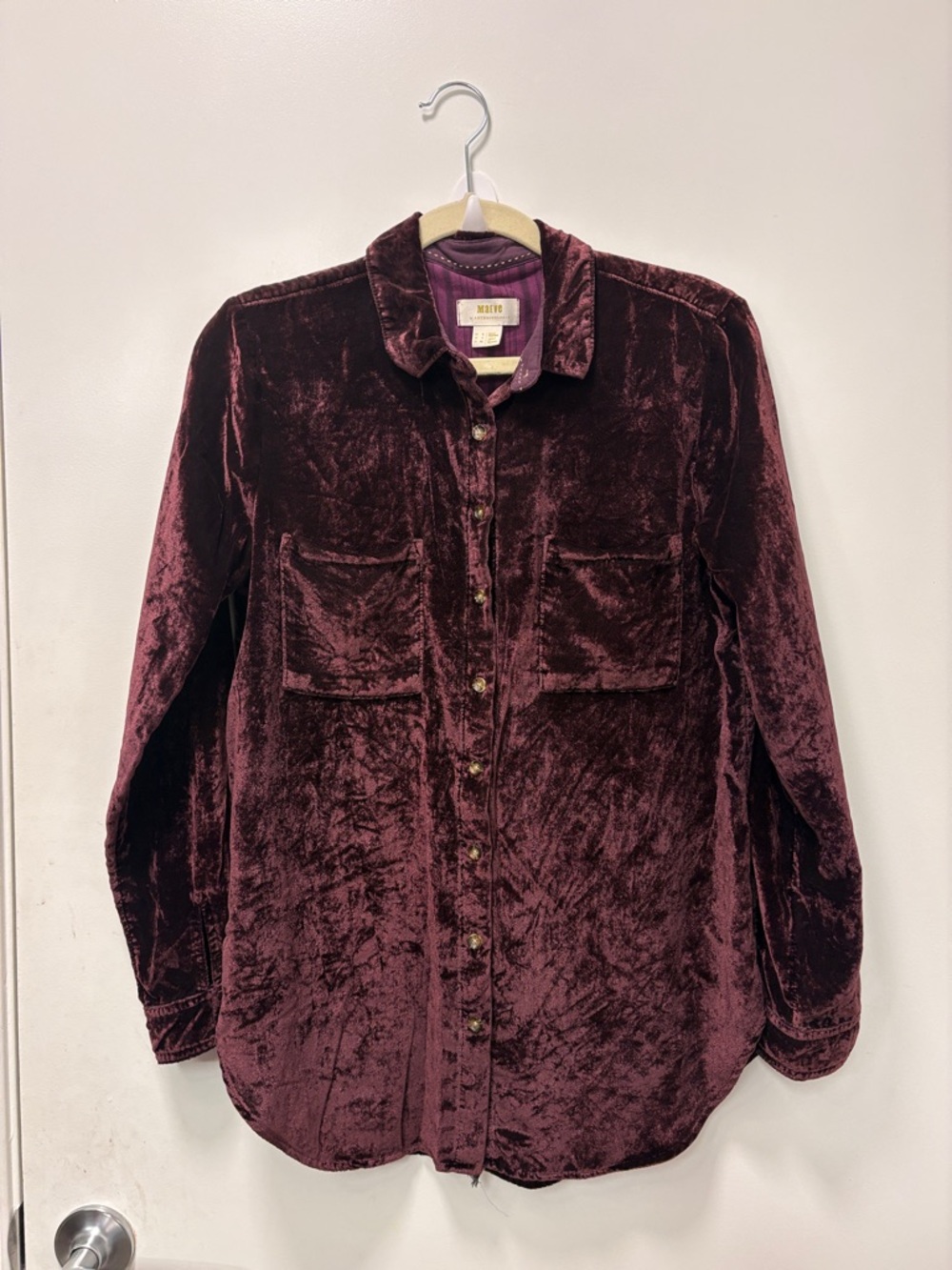 MAEVE BY ANTHROPOLOGIE KARINA PLUM VELVET BUTTONDOWN BY MAEVE!